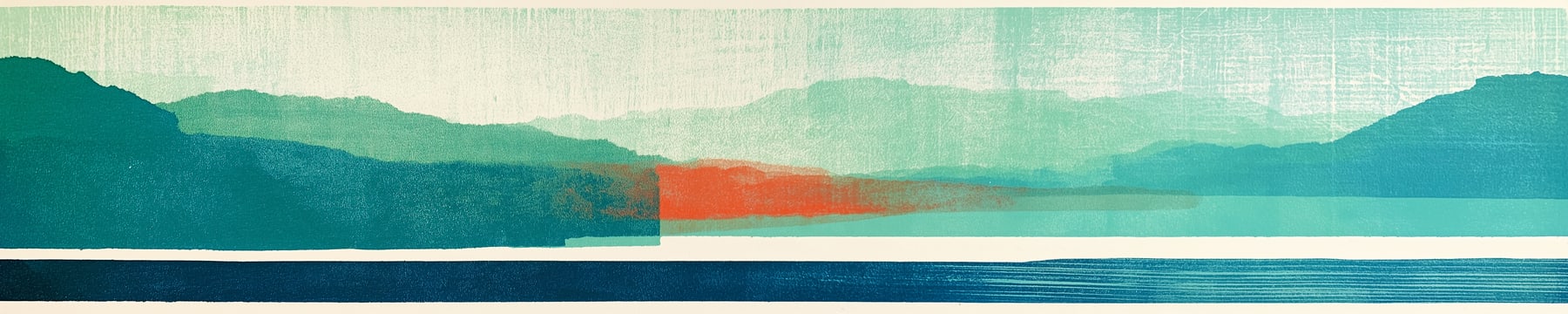 A transferred ridge line in ink-dark green