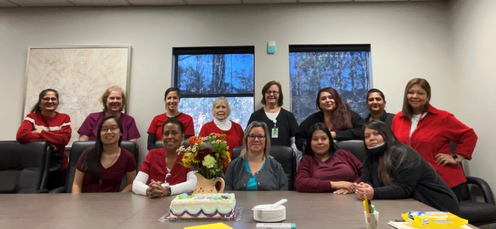 Forsyth County Health Department staff gathered indoors