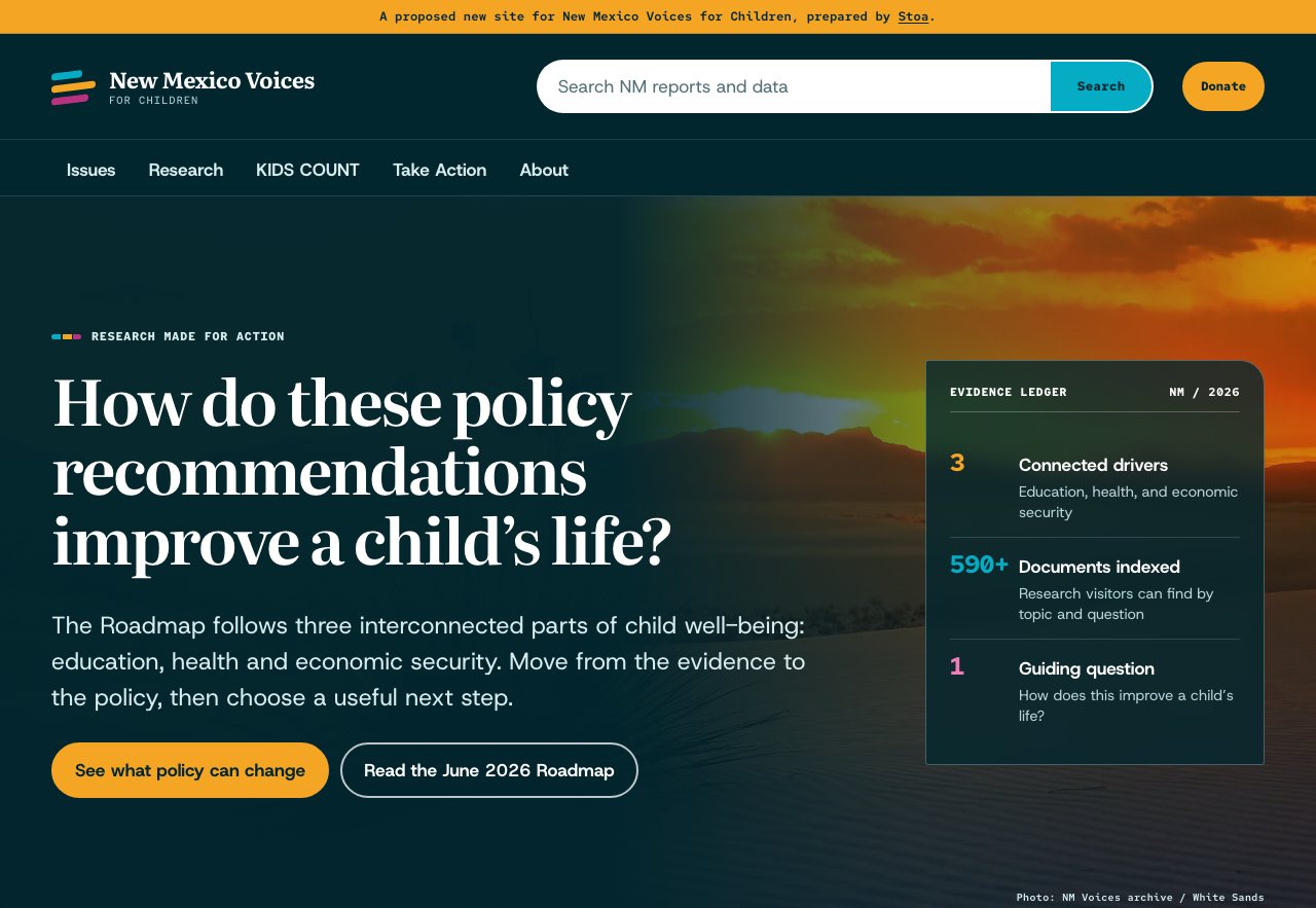 The working New Mexico Voices for Children concept