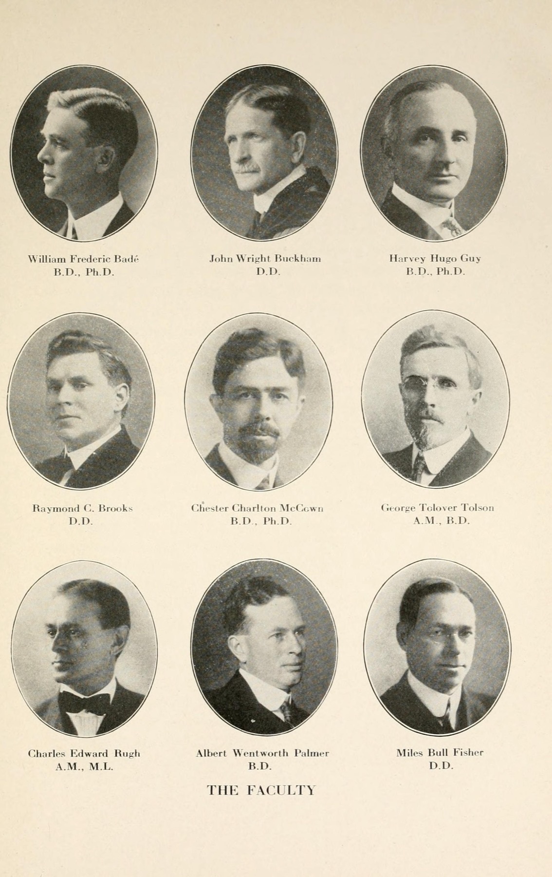 Portraits of the Pacific Theological Seminary faculty in 1917