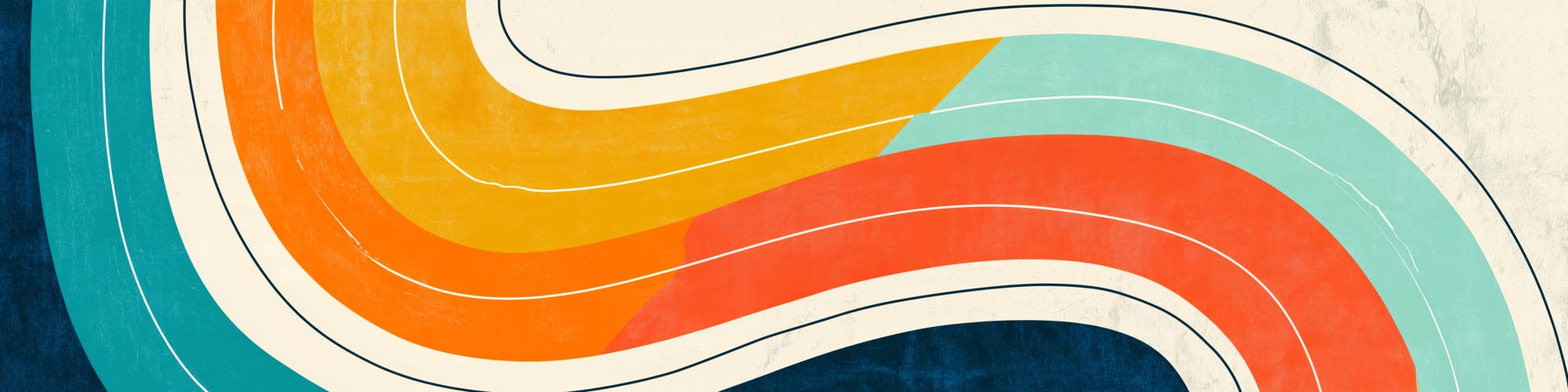 Clay, gold and teal currents meeting in one channel