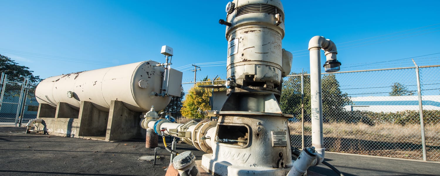 Rehabilitated groundwater well pump and piping at Well 139 in Sacramento