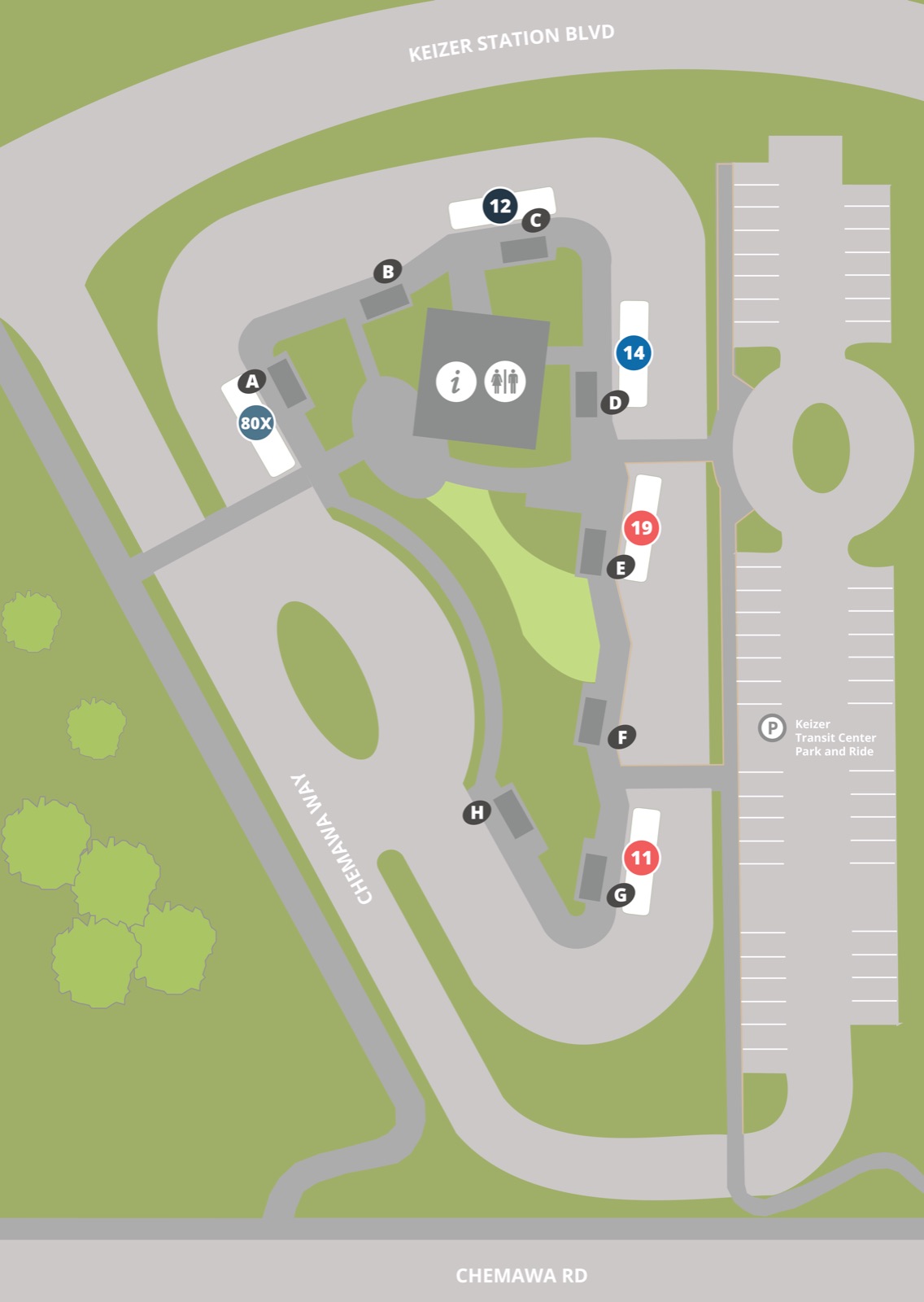 Bay map of Keizer Transit Center