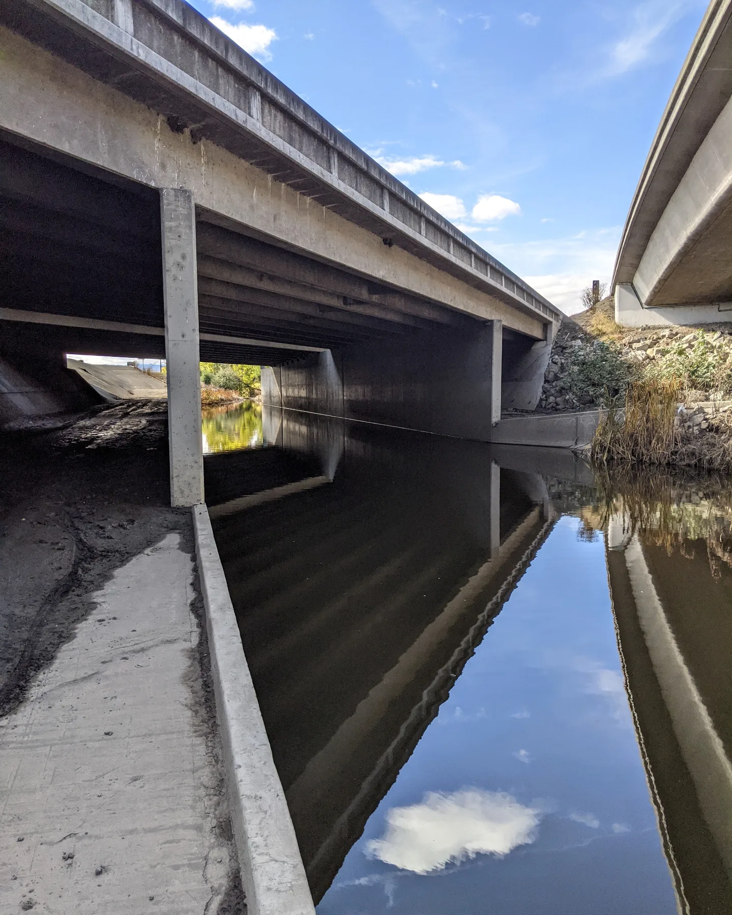 Coyote Creek passing under Highway 237 in Milpitas