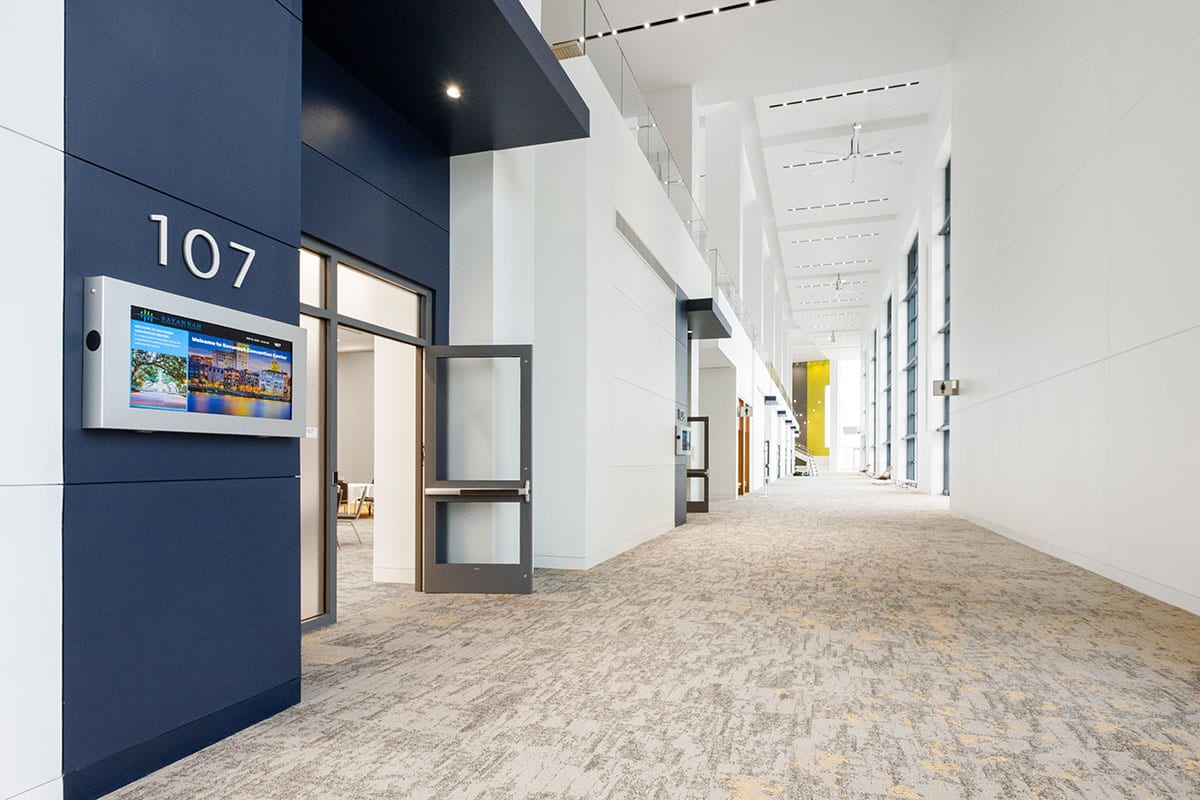 The East Concourse at the Savannah Convention Center, rebuilt in the 2025 expansion.