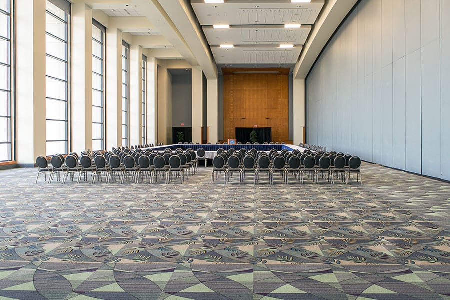 The Chatham Ballroom set with round tables