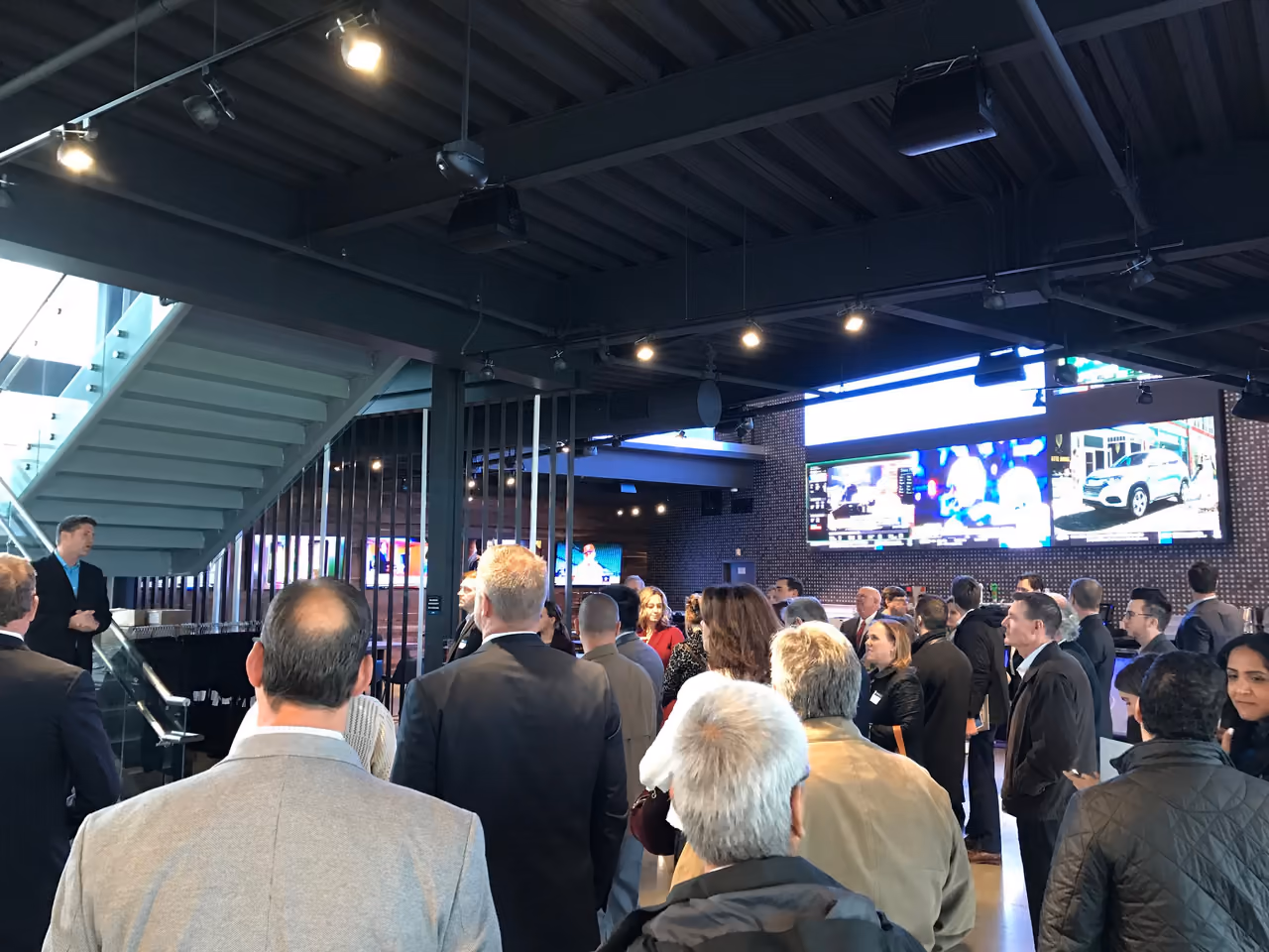 Commercial brokers gathered inside Topgolf Schaumburg for the Village's broker tour