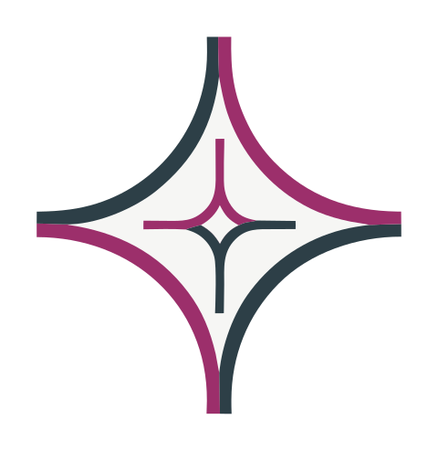 Four paths converging at a central point.