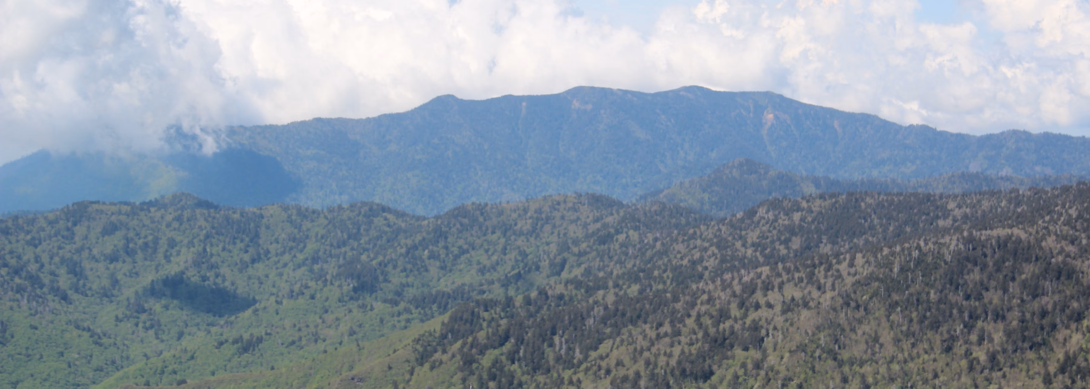 Mount Le Conte rising above forested ridges in Great Smoky Mountains National Park