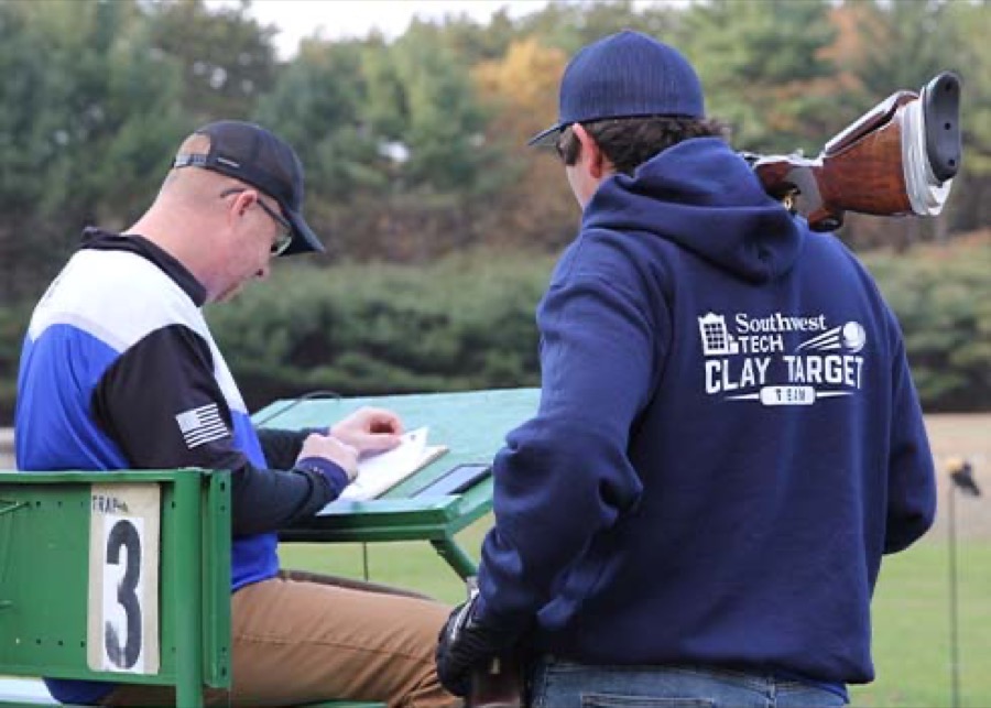 Members of the Southwest Tech Clay Target Team at a shooting station