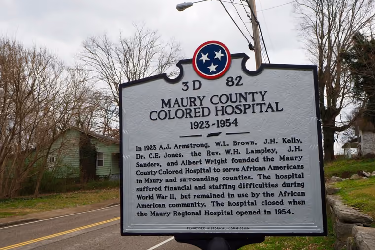 Maury County Colored Hospital Historical Marker