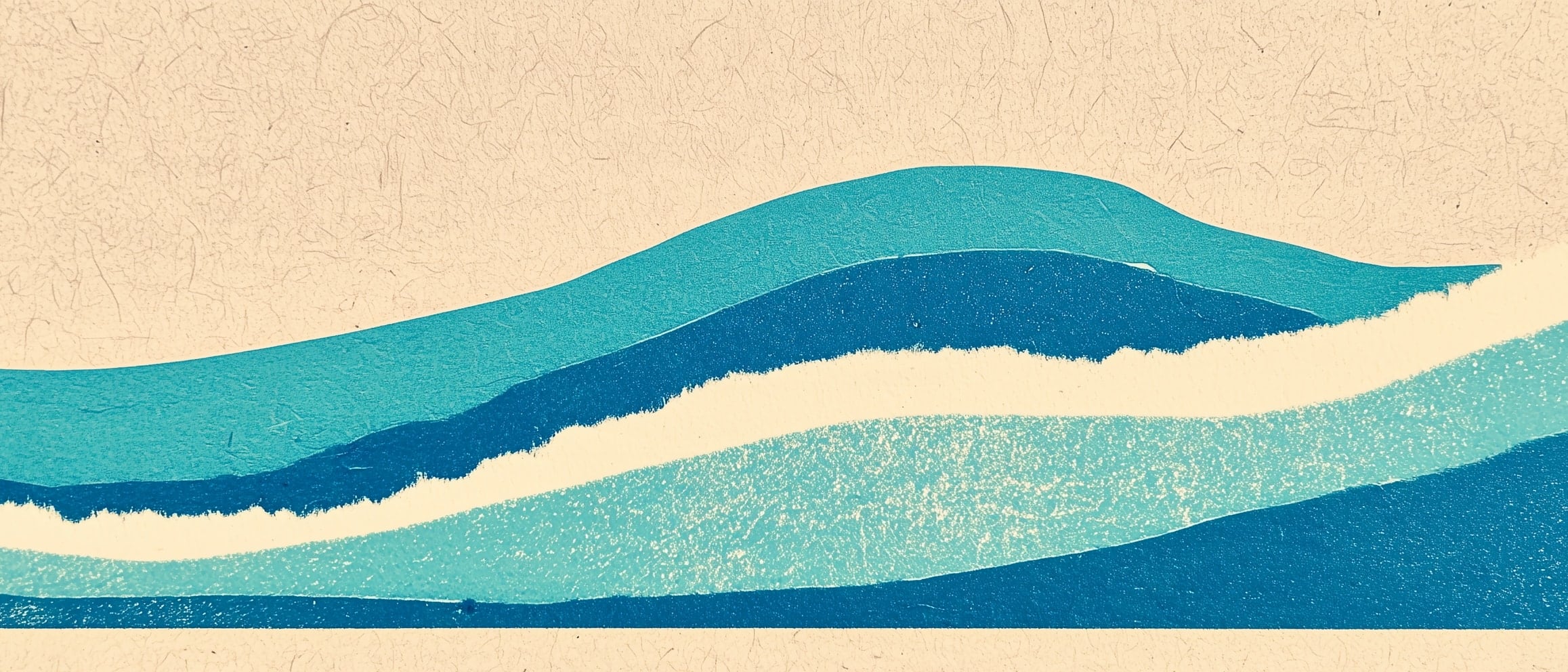 Rolling blue wave shapes on cream paper