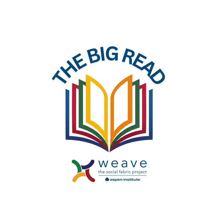 The BIG READ logo: an open book drawn in Weave’s four thread colors, above the Weave mark.